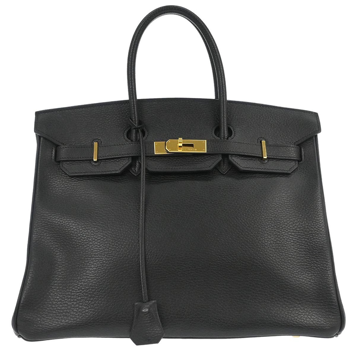 Hermes Birkin Handbag Black Ardennes With Gold Hardware Black Leather Handbag (Pre-Owned)