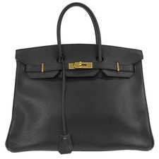 Borsa a mano Hermes Birkin Ardenne nera con ferramenta oro pelle nera