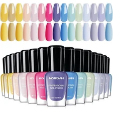 Morovan Pastel Nail Polish Set: Macaron Air Dry 15 Bright Colors 0.27oz Sprin...