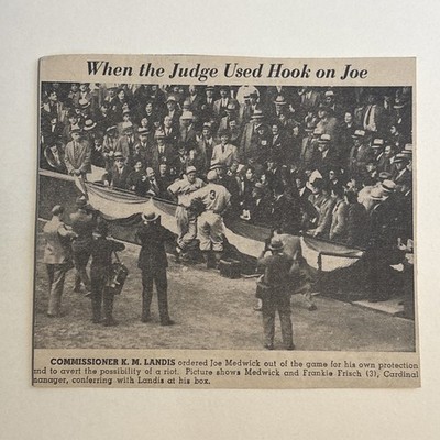 Joe Medwick Frankie Frisch Kenesaw M. Landis 1956 Sporting News Baseball 5X6