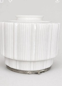 1920s Art Deco Milk Glass Skyscraper Pendant Ceiling Light Fixture Shade Large