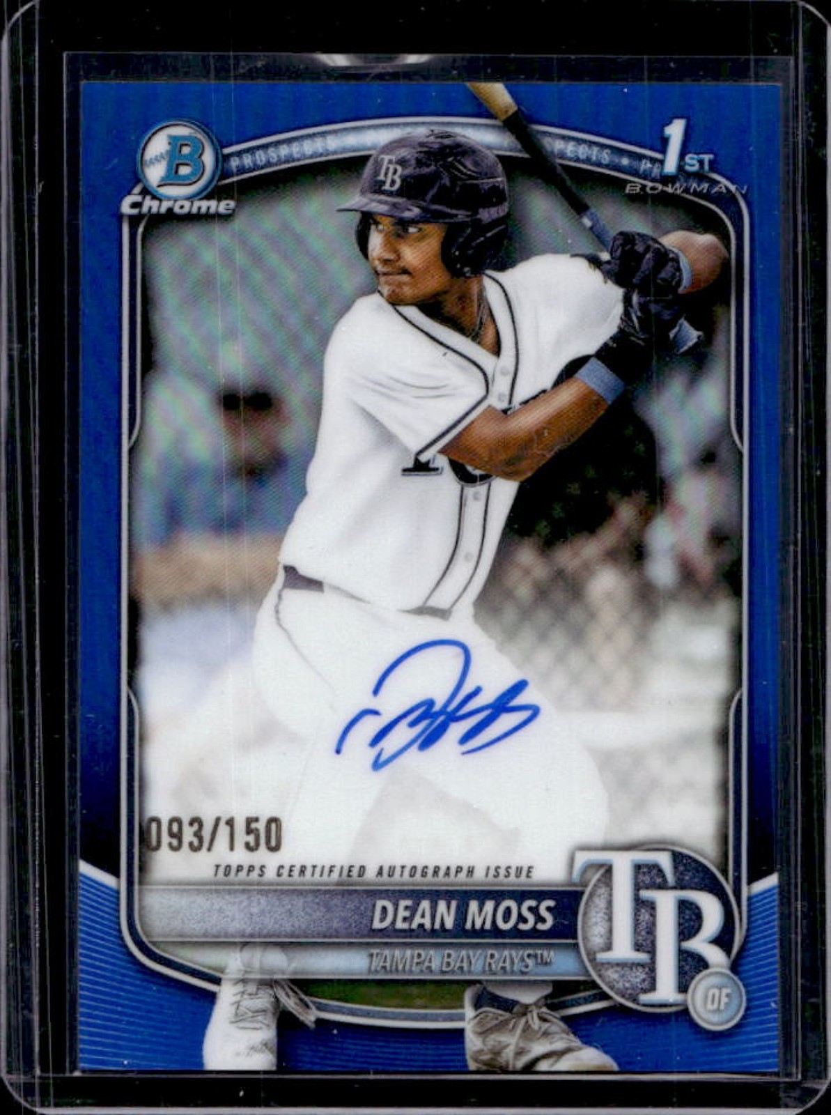 2025 Bowman Draft Dean Moss Chrome Prospect Auto Blue Refractor #/150 Rays