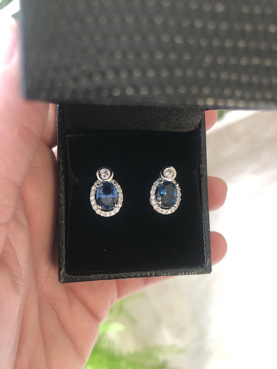 方晶锆石镀铂金蓝色时尚首饰| eBay