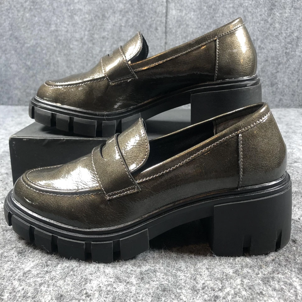 Zapatos mocasines Crown vintage para mujer talla 6 M verde salvia suela gruesa plataforma Foto 3 de 4