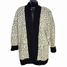 VTG PELLINI MOHAIR BLEND CHUNKY CARDIGAN SWEATER 80s 90s OPEN FRONT ARTSY 40 M L