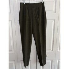 Escada Sport Straight Leg Trousers Womens 10 Olive Green Wool Blend Size 10