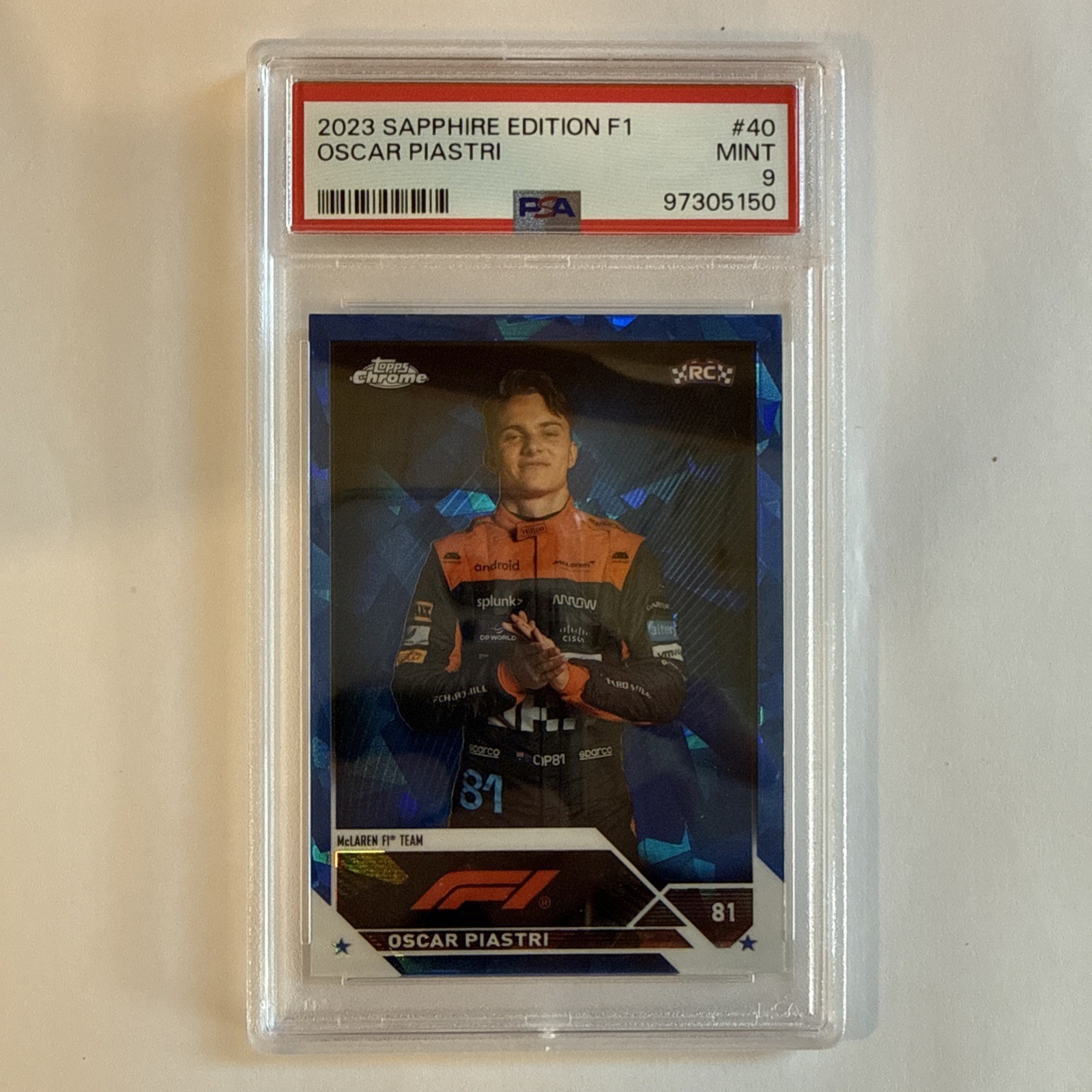 2023 TOPPS CHROME FORMULA 1 SAPPHIRE ED #40 OSCAR PIASTRI PSA 9