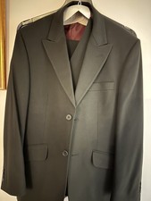 Men's Black 3 Pce Karl Jackson Suit Two Tone Lining 36 Short Jkt 30In Trousers