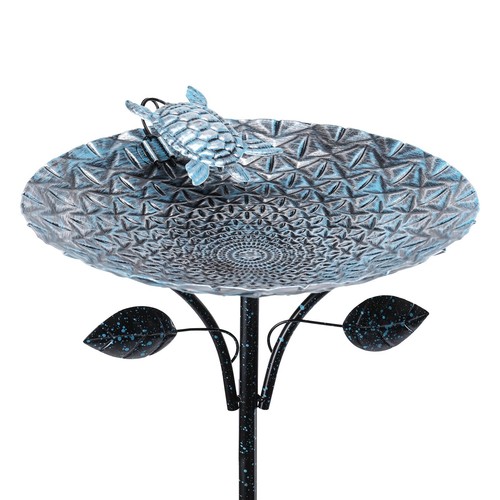 Bird Baths for Outdoors, Metal Birdbaths Bowl Bird Feeder with Stake for Outd...