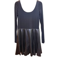 Alice + Olivia Black Mixed Media Vegan Leather Skirt Mini Dress Size 14