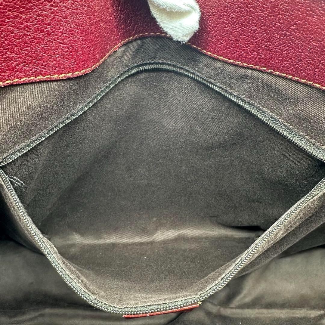 GUCCI GG Canvas Leather Tote Bag Red A4 Size Vintage Authentic thumbnail 10