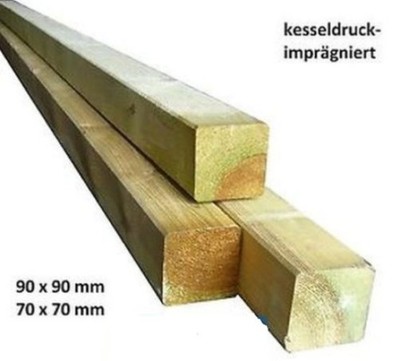 8,99 /m-9x9,Holzpfosten Zaun Holz Pfosten Kantholz kesseldruckimprägniert 100cm