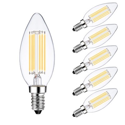 Sunaiony E14 Light Bulbs LED Warm White 2700K 60W Dimmable European Base Chan...