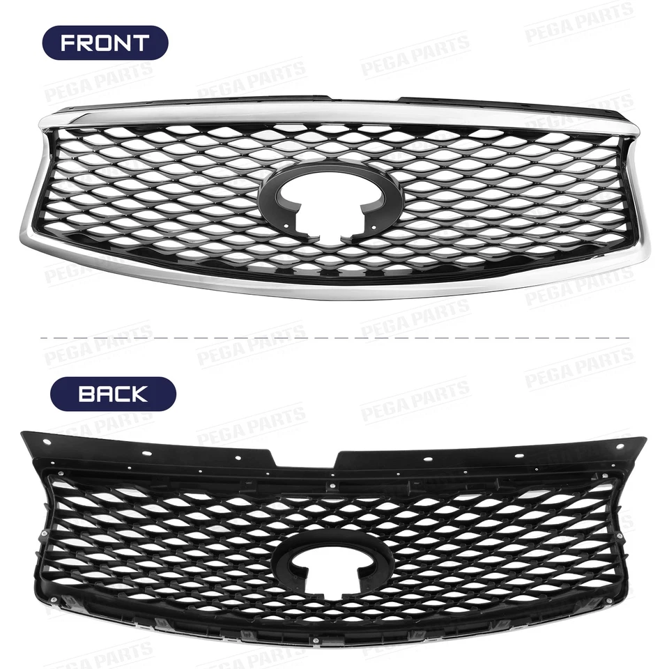 Grey Black Front Bumper Upper Grille Grill Assembly For 2016 2017 INFINITI QX50 Foto 3 de 4