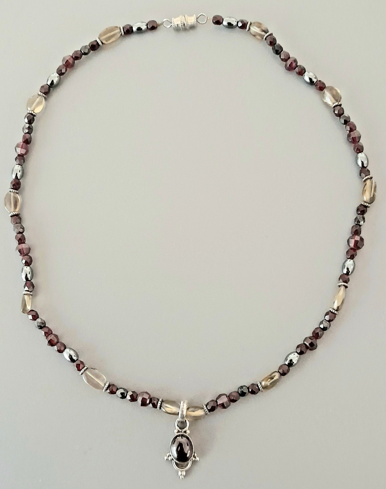Sterling Silver Garnet Necklace  16