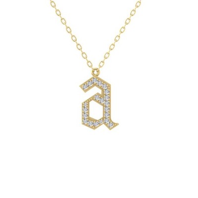 14k Gelbgold Lab Grown Diamant Initiale eine Halskette 18'' Silber Kabel Kette