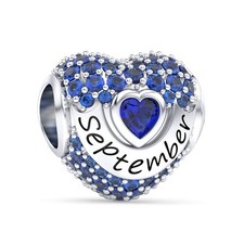 September Birthstone 009 Charms Love Heart Openwork Bead Charm for Bracelets and