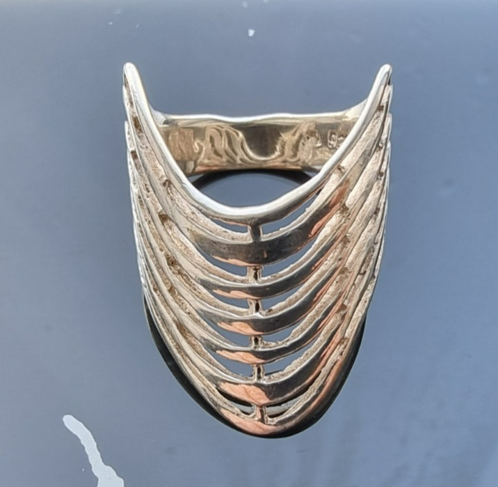 UNIQUE 925 STERLING SILVER  OCEAN WAVES RING SIZE… - image 8