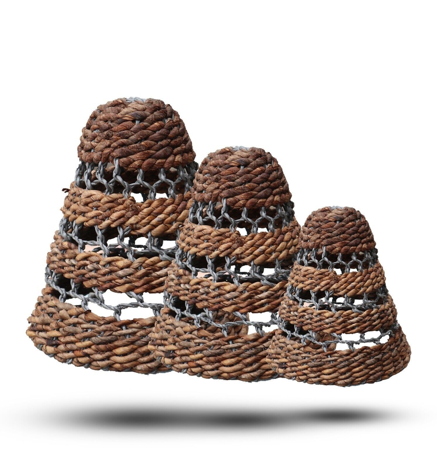 Abu-Abu Raffia Lamp Shades - Natural Banana Leaf - Set of 3 - Brand New