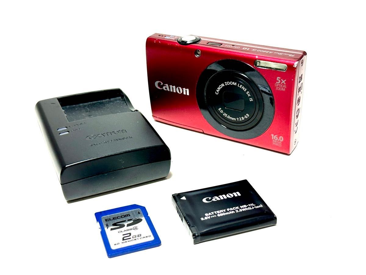Canon PowerShot A3400 IS Red Digital Camera 16.0MP 5x Zoom HD