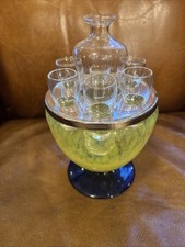 Set bicchieri decanter ghiaccio vodka veneziana soffiato a mano 7 pezzi Murano