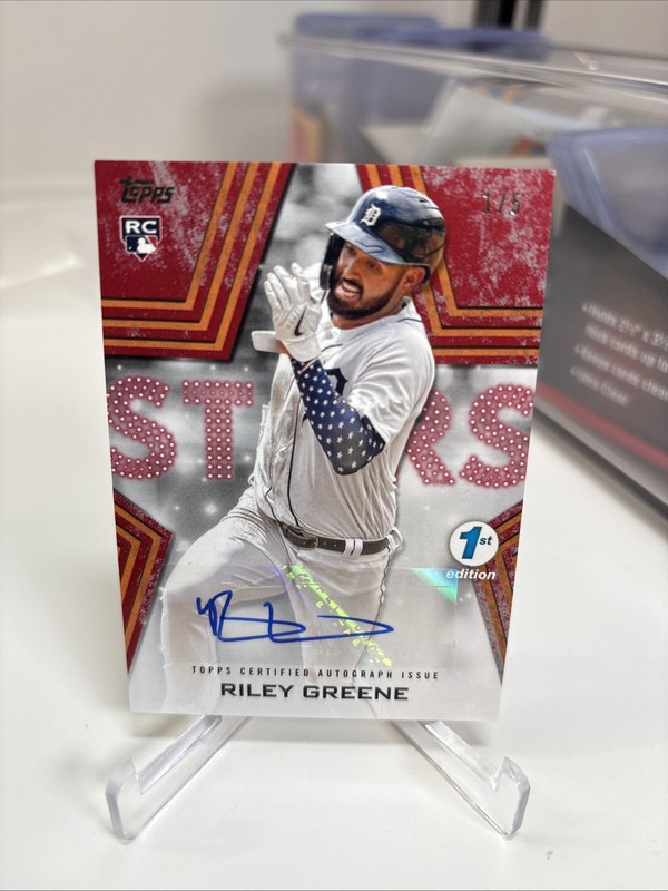 2023 TOPPS First Edition BASEBALL STARS RILEY GREENE AUTO red /5 ROOKIE Tigers