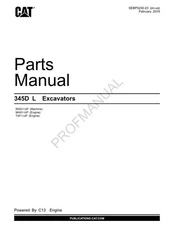 Caterpillar Cat 345D L Excavator Parts Catalog Manual ser MHX1-Up RGG1-Up