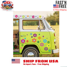 96 Pieces Car Flowers Stickers Multicolored Daisy Hippie Theme Decals Retro