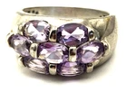 7-Real Amethyst Gems 925 Sterling Silver Cluster  Ring Size 7 Vintage