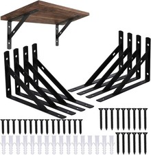 2 Pcs 5.9x3.7 Inch Shelf Brackets, Metal Wall Mounting Black