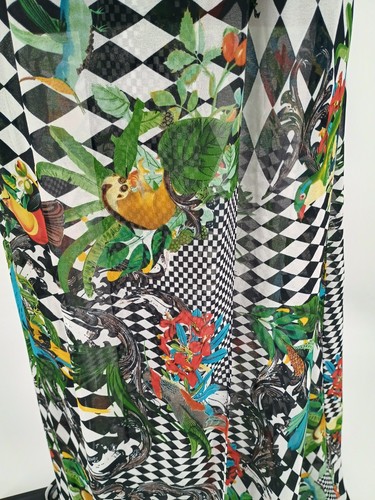 WOW Couture Dress With Cross Front Maxi Tropical Print Dress Women's Small - Picture 13 of 18