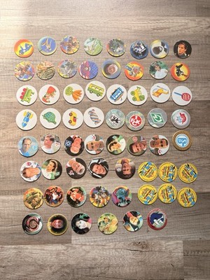62 Pogs Caps Retro-Konvolut aus den 90ern