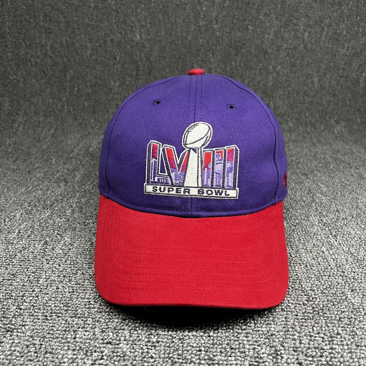Super Bowl LVIII '47 MVP Hat Purple Red Adjustable NFL Event Cap LVIII Logo