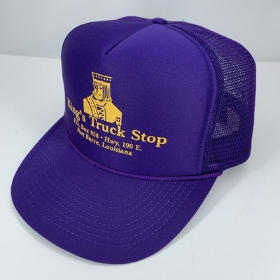 Kings Truck Stop Trucker Hat Port Barre Louisiana Purple Mesh Rope Snapback Cap