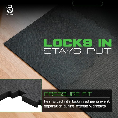 Interlocking Rubber Floor Tiles 4-Pack 1/2" Thick – Heavy Duty 100% Rubber - Picture 5 of 9