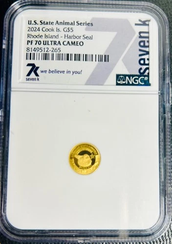 G$5 Cook Islands Proof 9999 Gold PF 70 NGC West Rhode Is Harbor SealCoin SEVEN K