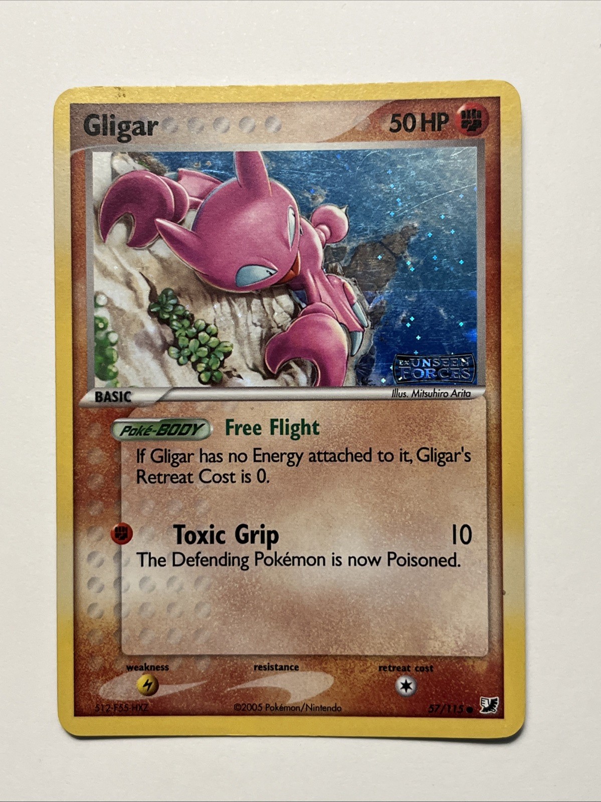 Pokemon Card - Gligar Ex Unseen Forces 57/115 Reverse Holo Stamped