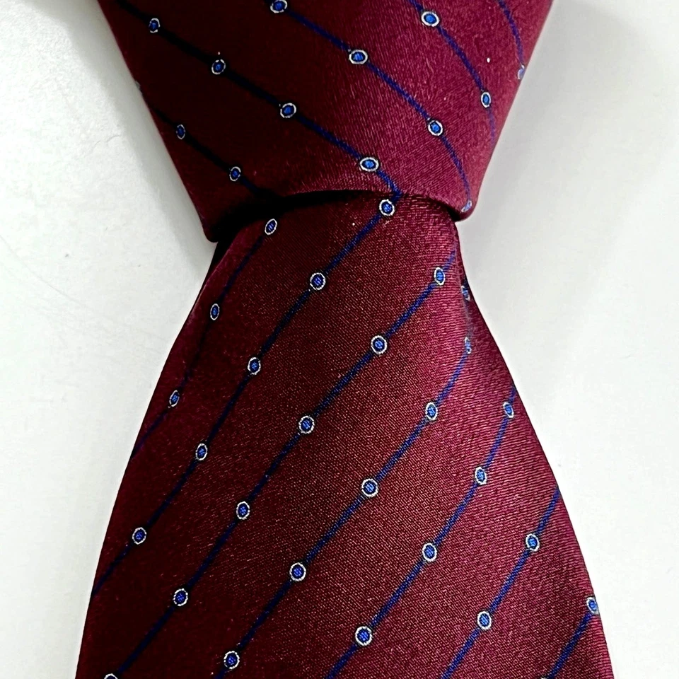 Stefano Ricci 男式意大利制造领带红色蓝色 100% 纯丝绸编织领带 — 第 4/4 张图片