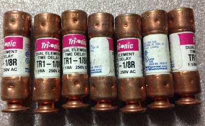 LOT OF 7, Ferraz Shawmut TRIONIC TIME DELAY FUSE, TR1-1/8R, SHIPSAMEDAY #1550Y