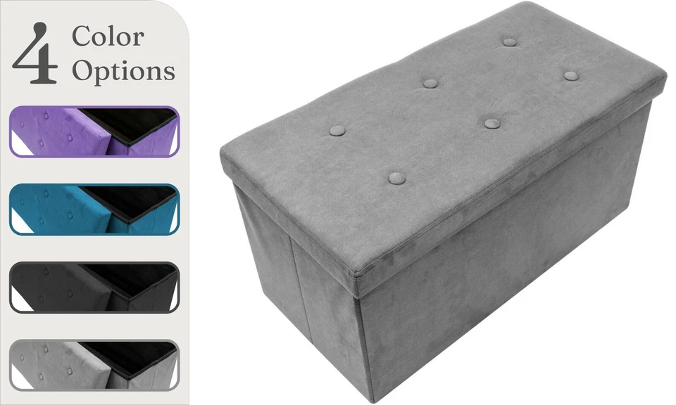 Sorbus Storage Ottoman Bench – Collapsible/Folding Bench Chest with Cover - Image 2 of 3