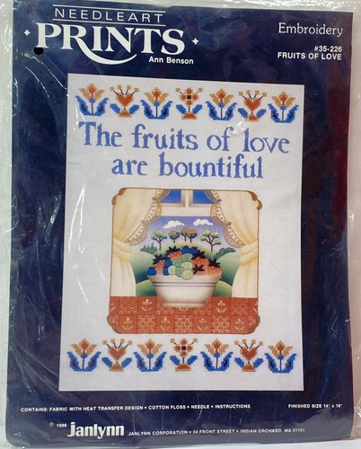 Janlynn Needle Art Prints Fruits of Love Are Bountiful Embroidery Kit #35-226