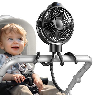 Stroller fan for baby 3 speed quiet USB tripod clip 360 rotate for crib car seat