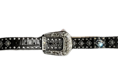 Rhinestone Western Belt with Removable Buckle Bling Studded Leather Cowboy Cowgirl Classic Western Rhinestone Bling Studded  main image 3