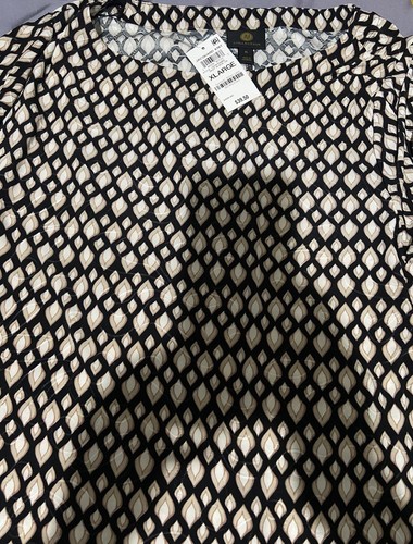 JM Collection Women Black Geo Print Jacquard Swing Top 3/4 Sleeves Blouse XL NWT - Picture 8 of 11