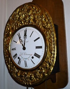 Beautiful Comtoise Morbier French Wall Clock signed Perrenet St. Etienne