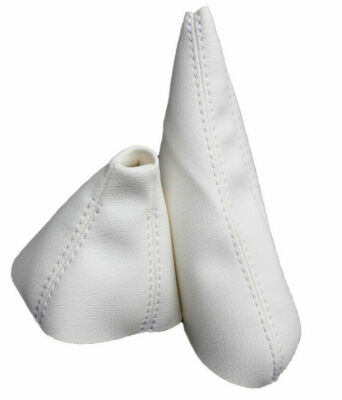 Vinyl White Automatic & EBrake Boots SET Fits 99-06 BMW E46