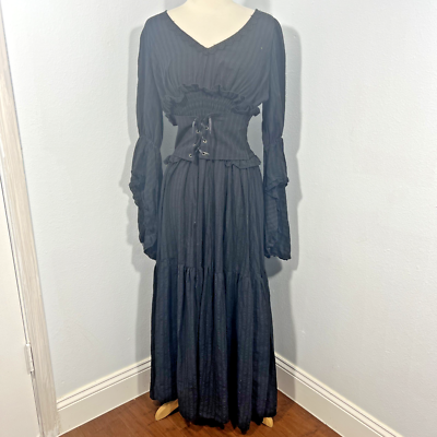 Maxi Dress Womens S Black Renaissance Fairycore Gothic Witchy Costume | eBay