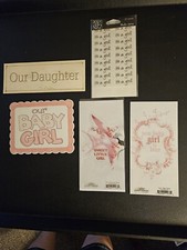 Baby Girl die cut  rub-on scrapbook embellishments- 5 Pcs