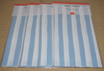 (4 Set) Rectangle Tablecloth Table Cover Party Wedding 54 x 84 in - Blue Stripes