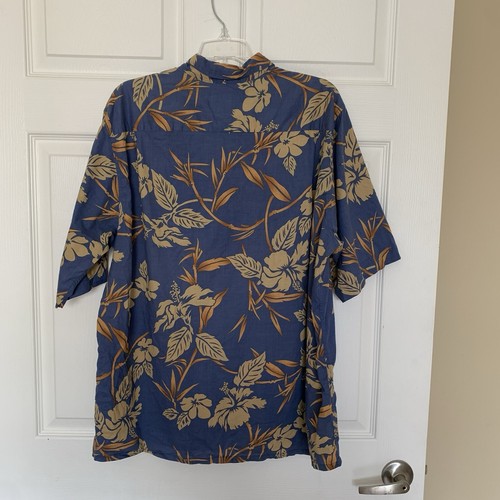 Reyn Spooner Hawaiian Traditionals Shirt Tropical Blue/Tan Mens Size L Vintage - Picture 5 of 7